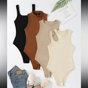 Plus size- solid ribbed knit cut out bodysuit